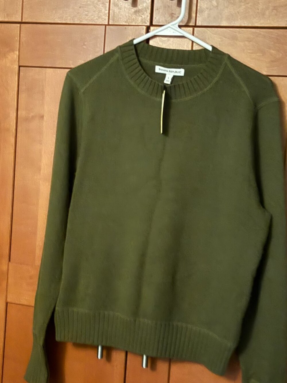 Banana Republic Wool - Cotton Crew-Neck Olive-green Pullover Sweater Sz L